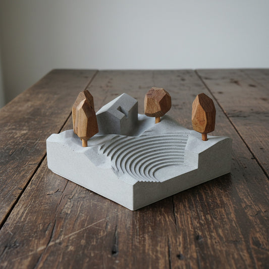 Useless Scape #11 – handmade concrete and wood miniature landscape (Luliguzi)