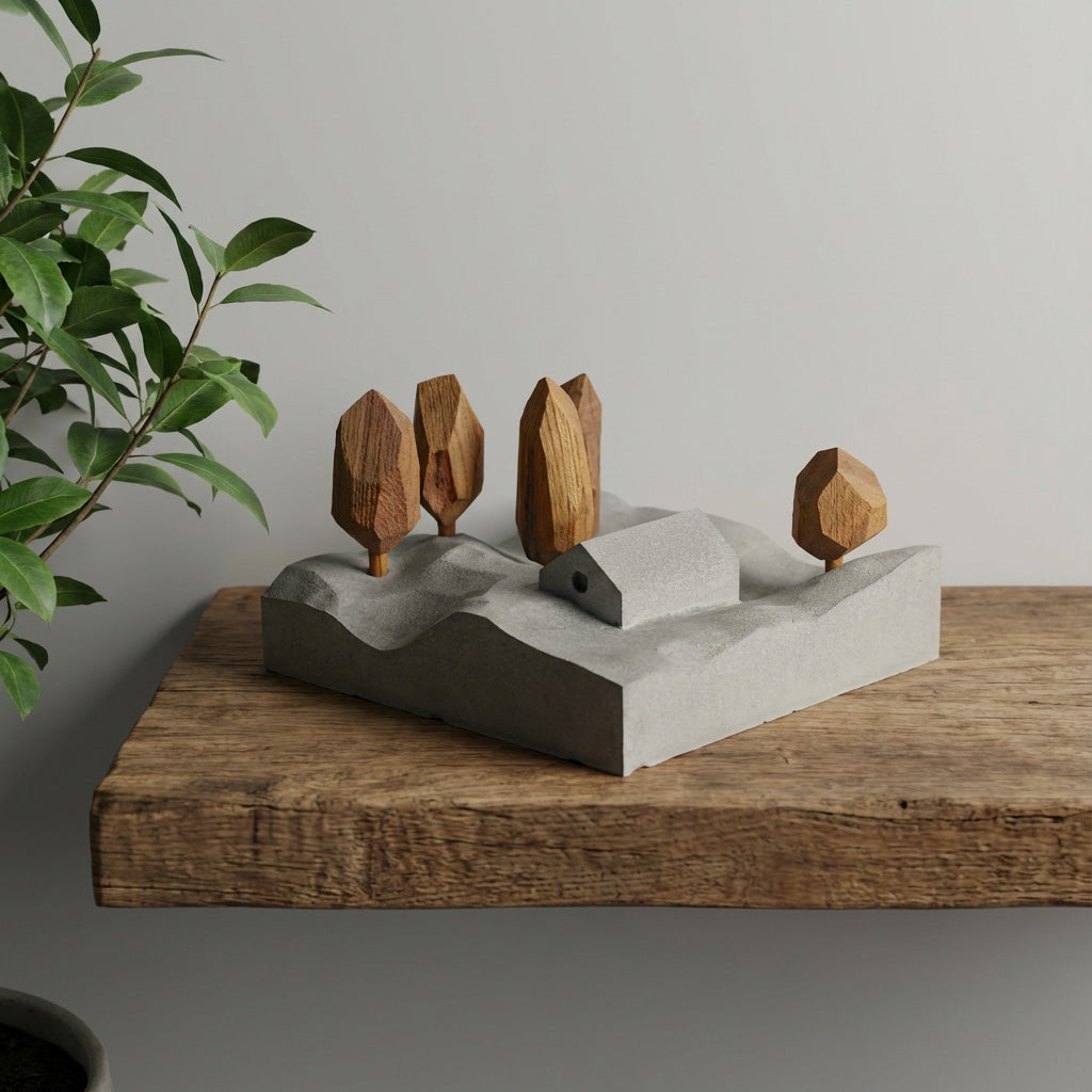 Useless Scape #14 – handmade concrete and wood miniature landscape (Luliguzi)