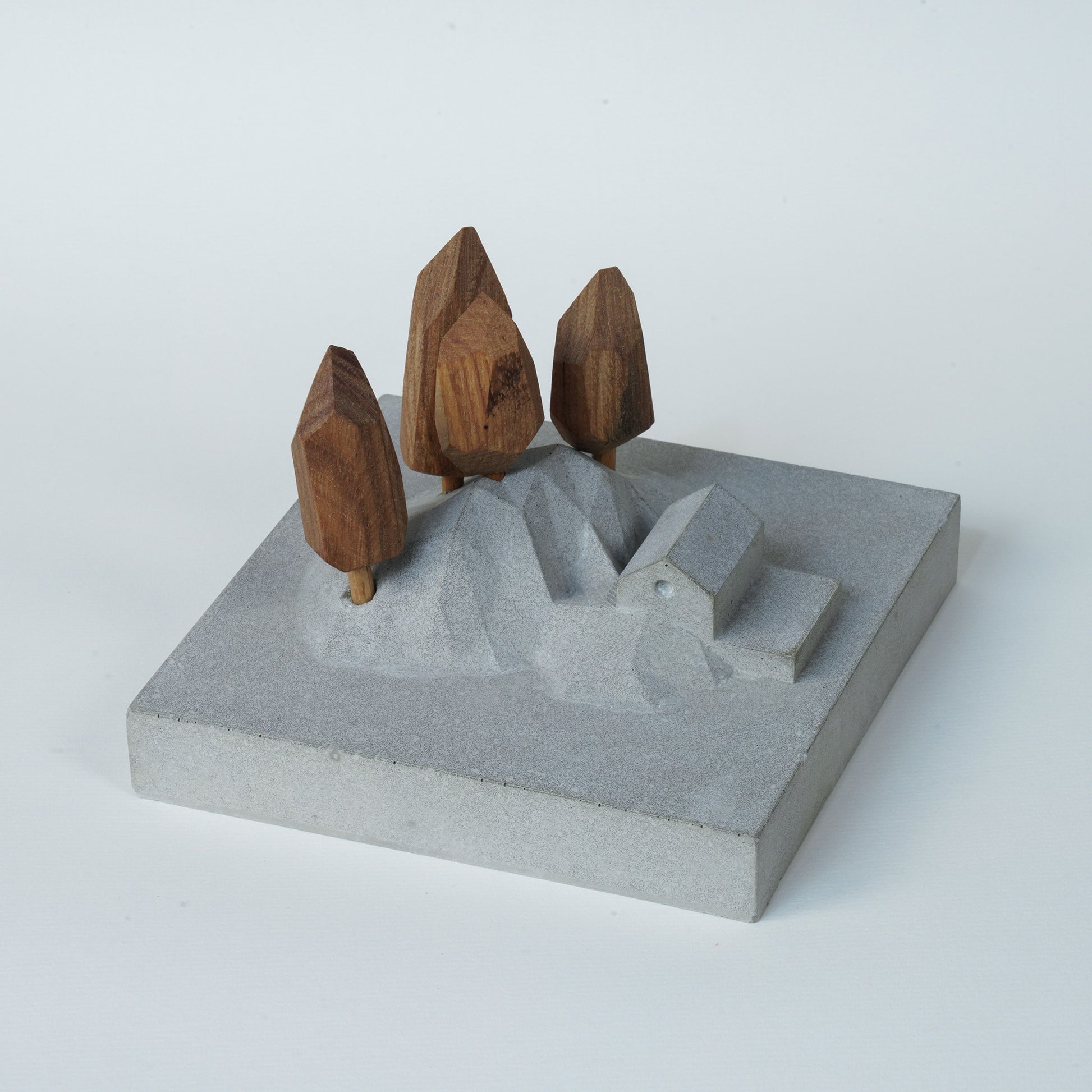 Useless Scape #3 – handmade concrete and wood miniature landscape (Luliguzi)