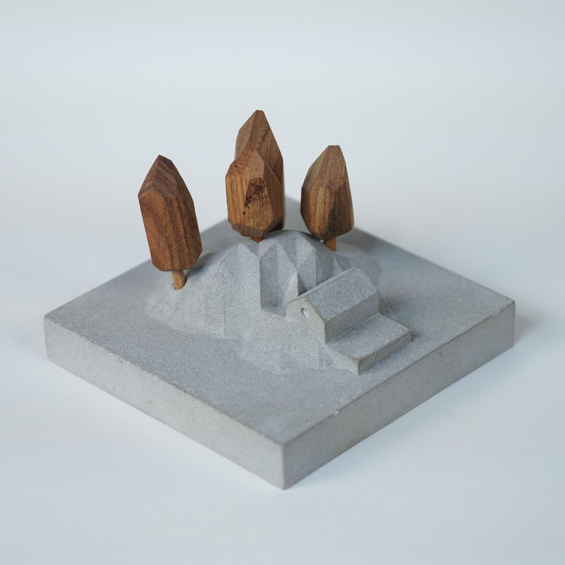 Useless Scape #3 – handmade concrete and wood miniature landscape (Luliguzi)