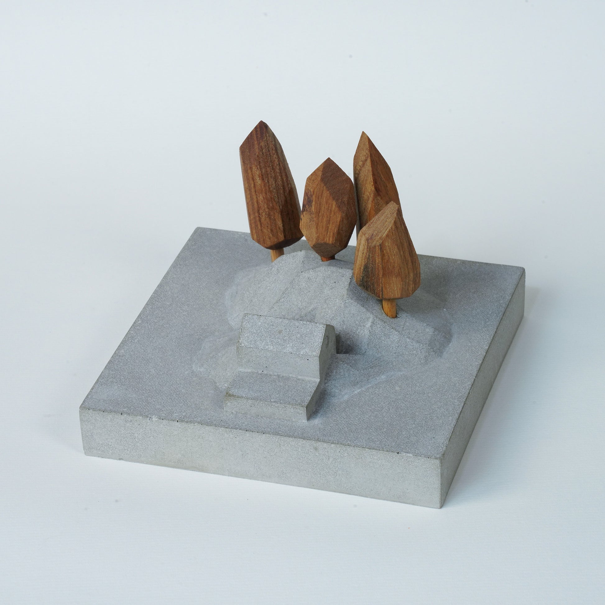Useless Scape #3 – handmade concrete and wood miniature landscape (Luliguzi)