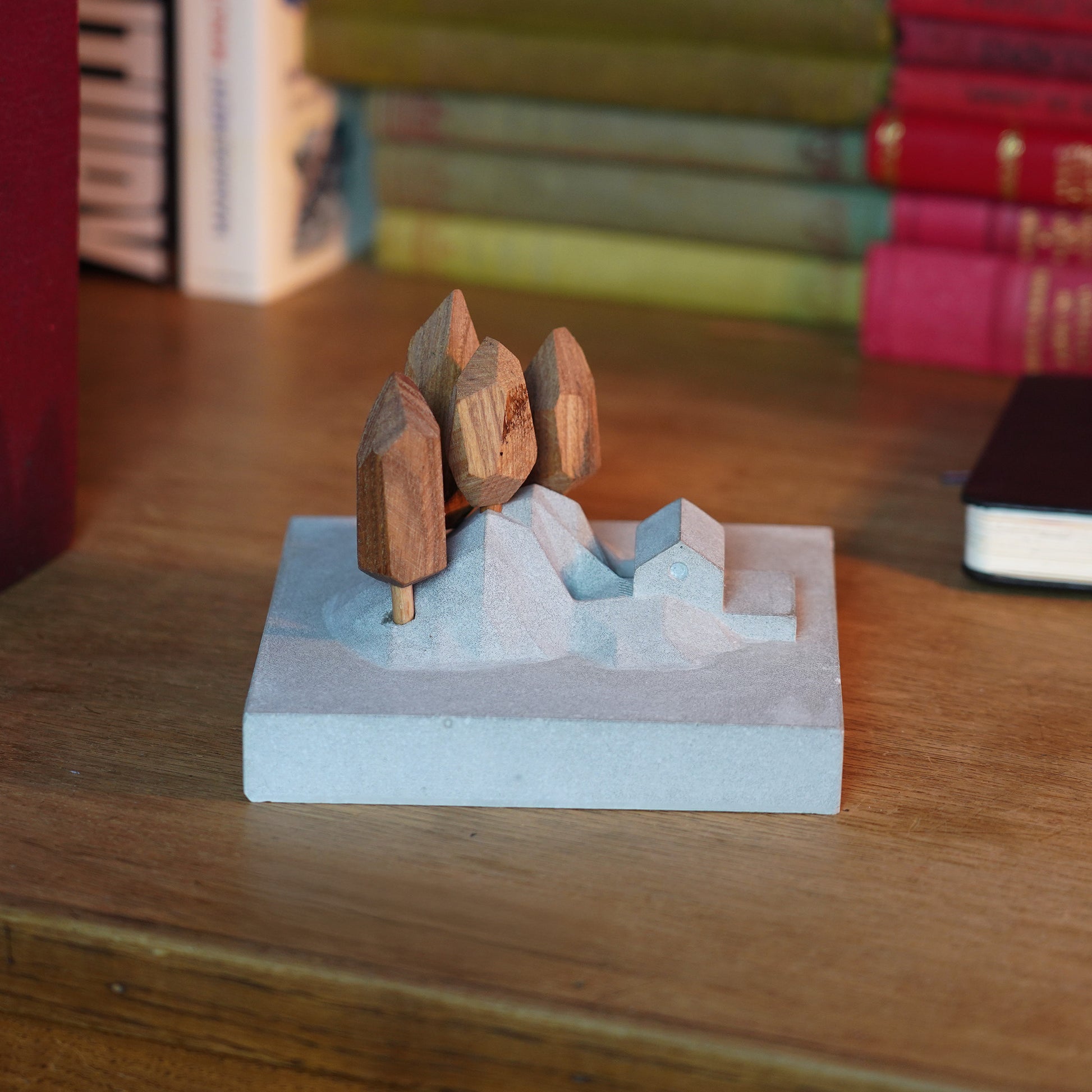 Useless Scape #3 – handmade concrete and wood miniature landscape (Luliguzi)