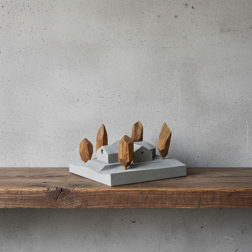 Useless Scape #4 – handmade concrete and wood miniature landscape (Luliguzi)